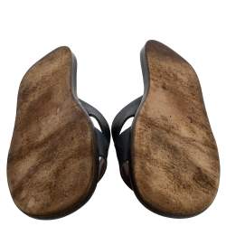 Pre Owned Hermes Blue Leather Izmir Sandals Size 43