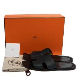 Pre Owned Hermes Blue Leather Izmir Sandals Size 43