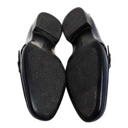 Pre Owned Hermes Navy Blue Leather Dan Loafers Size 43.5