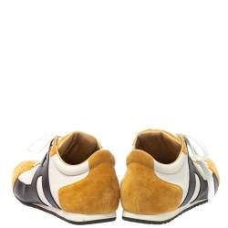 Hermes Tricolor Leather And Suede Tie Break Low Top Sneakers Size 41 
