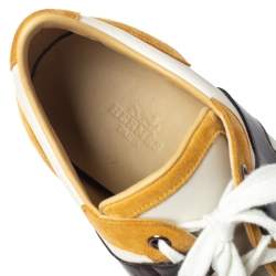 Hermes Tricolor Leather And Suede Tie Break Low Top Sneakers Size 41 