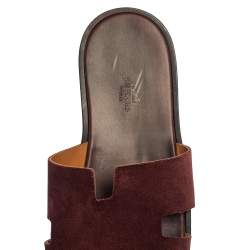 Hermes Brown Suede Izmir Sandals Size 43