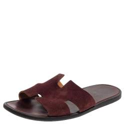 Hermes Brown Suede Izmir Sandals Size 43