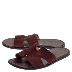 Hermes Brown Suede Izmir Sandals Size 43