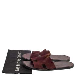 Hermes Brown Suede Izmir Sandals Size 43