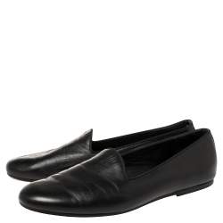 Pre Owned Hermes Black Leather Smoking Slippers Size 43