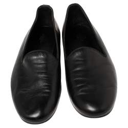 Pre Owned Hermes Black Leather Smoking Slippers Size 43