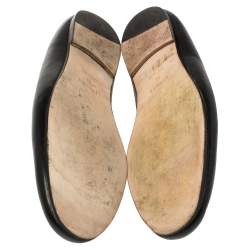 Pre Owned Hermes Black Leather Smoking Slippers Size 43