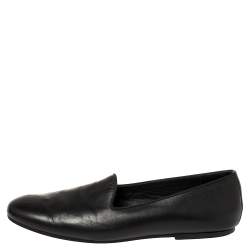 Pre Owned Hermes Black Leather Smoking Slippers Size 43