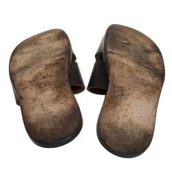 Hermes Dark Brown Leather Izmir Slide Sandals Size 43