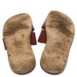Hermes Burgundy Leather Izmir Slides Sandals Size 43