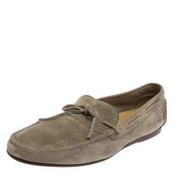 Hermes Grey Suede Bow Slip On Loafers Size 42