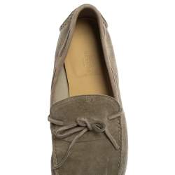 Hermes Grey Suede Bow Slip On Loafers Size 42
