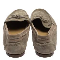 Hermes Grey Suede Bow Slip On Loafers Size 42