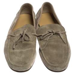 Hermes Grey Suede Bow Slip On Loafers Size 42