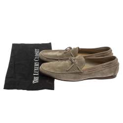 Hermes Grey Suede Bow Slip On Loafers Size 42