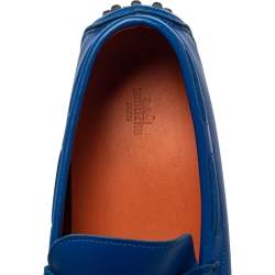 Hermés Blue Leather Slip On Loafers Size 43