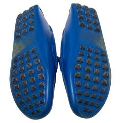 Hermés Blue Leather Slip On Loafers Size 43