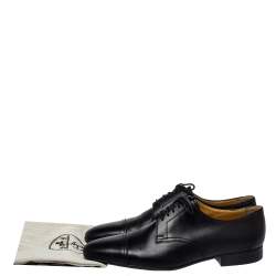 Hermes Black Leather Lace Up Oxfords Size 42