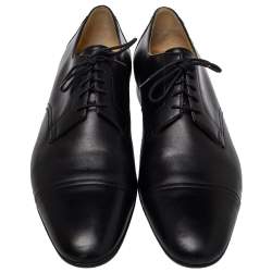 Hermes Black Leather Lace Up Oxfords Size 42