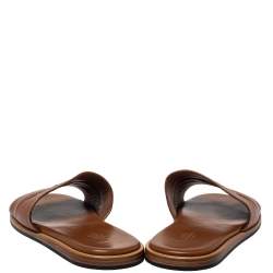 Hermes Brown Leather Flat Sandals Size 40