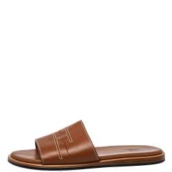 Hermes Brown Leather Flat Sandals Size 40