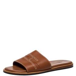 Hermes Brown Leather Flat Sandals Size 40