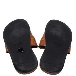 Hermes Brown Leather Flat Sandals Size 40