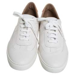 Hermes White Leather Quicker Low Top Sneakers Size 44