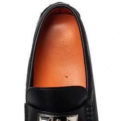 Hermes Black Leather Slip On Irving Loafers Size 41