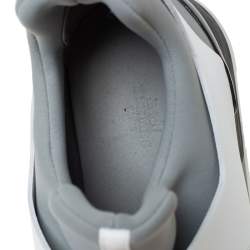 Hermes Grey/White Leather And Fabric Player Sneakers Size 42