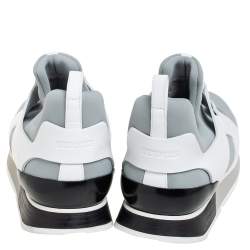 Hermes Grey/White Leather And Fabric Player Sneakers Size 42