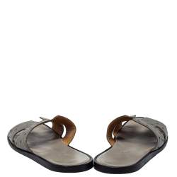 Hermes Grey Ostrich Leather Izmir Sandals Size 42