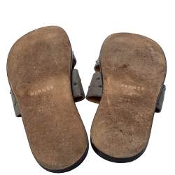Hermes Grey Ostrich Leather Izmir Sandals Size 42