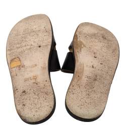 Pre Owned Hermes Black Leather Izmir Slide Sandal Size 42.5