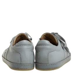 Pre Owned Hermes Grey Textured Leather Quicker Low Top Sneakers Size 44