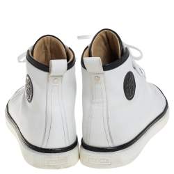 Hermes White Leather Cap Toe High Top Sneakers Size 45