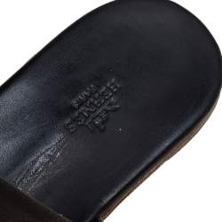 Hermes Grey/Black Suede And Leather Slide Sandals Size 41 