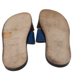 Hermes Blue/Black Textured Izmir Sandals Size 41