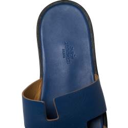 Hermes Blue/Black Textured Izmir Sandals Size 41