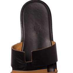 Hermes Tan/Black Leather Izmir Sandals Size 41
