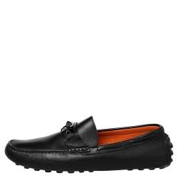 Hermes Black Leather Irving Slip On Loafers Size 41