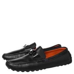 Hermes Black Leather Irving Slip On Loafers Size 41