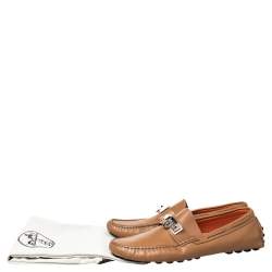 Hermes Brown Leather Irving Slip On Loafers Size 41