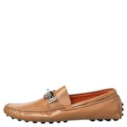 Hermes Brown Leather Irving Slip On Loafers Size 41