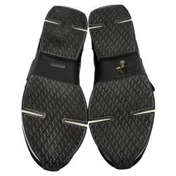 Hermes Black Knit Fabric And Leather Soft High Top Sneakers Size 43.5