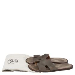 Hermès Grey Suede Izmir Flats Size 45
