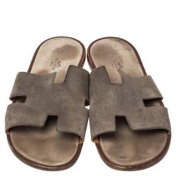 Hermès Grey Suede Izmir Flats Size 45