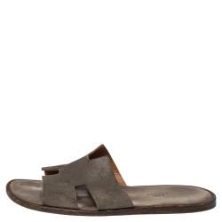 Hermès Grey Suede Izmir Flats Size 45