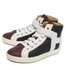 Hermes Multicolor Leather Lions High Top Sneakers Size 42